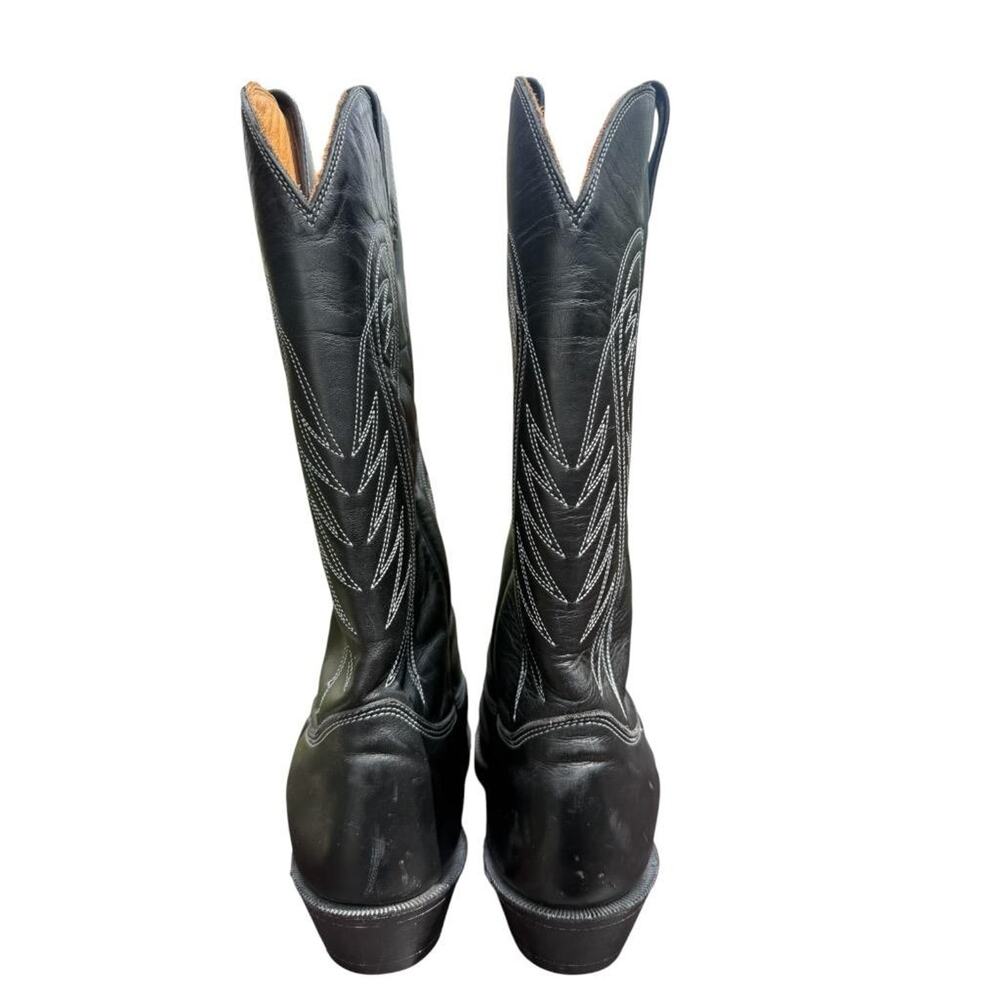 Alberta Boots Men Black Leather Western Cowboy Boot Men size 14 D - Picture 4 of 9